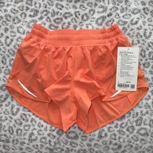 NWT lululemon orange hotty hot shorts low rise